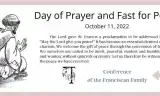 Day of Prayer and Fast for Peace: October 11,2022